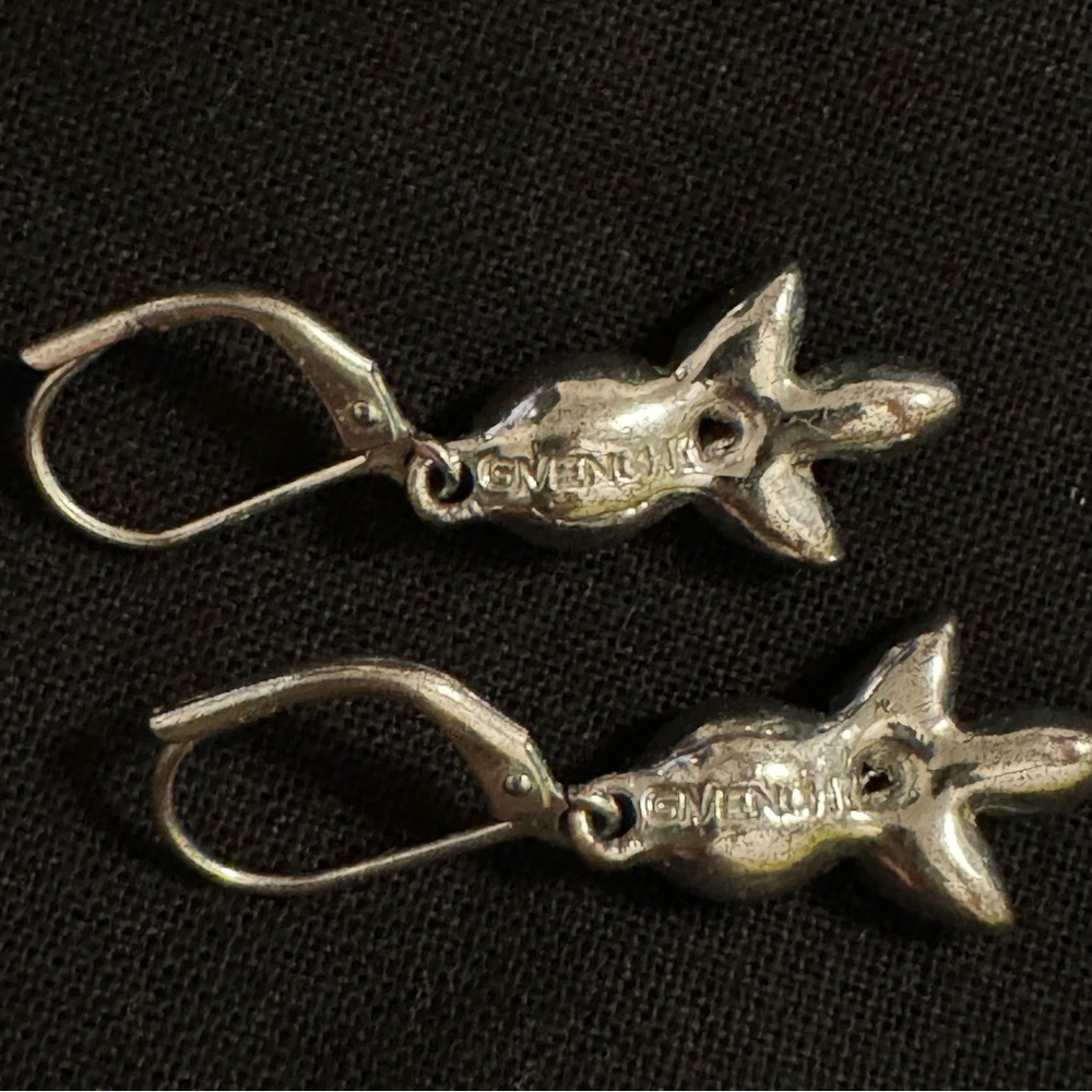Silver tone Blue Sapphire Silver Drop Dangle Earrings - Picture 4 of 8